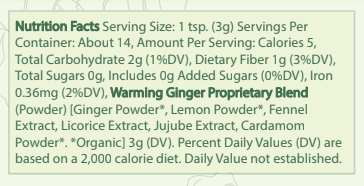 warming ginger boyi asian superfood powder blend nutrition facts